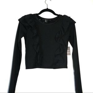 🎉Host Pick🎉Forever 21  Girls Black Ruffle Top